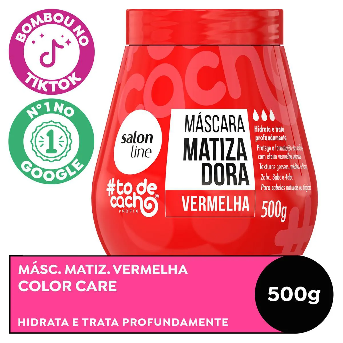 Máscara de Hidratação Cabelo Cacheado #ToDeCacho Matizadora Vermelha 500g