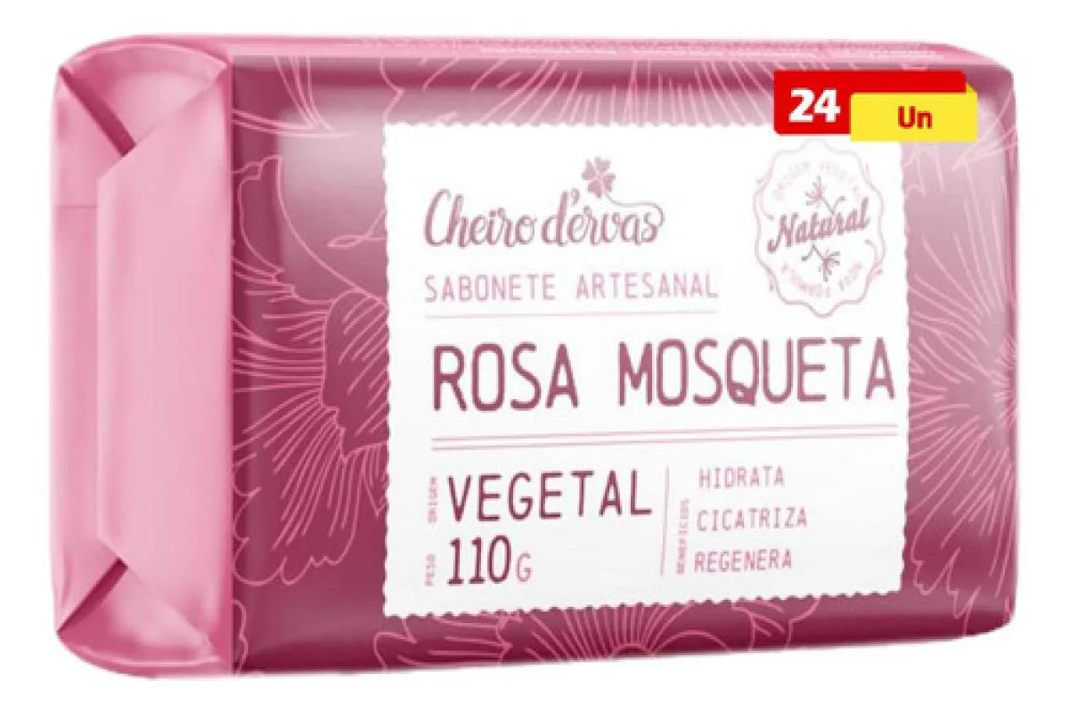 KIT 24 SABONETE DE ROSA MOSQUETA 110G - CHEIRO DE ERVAS