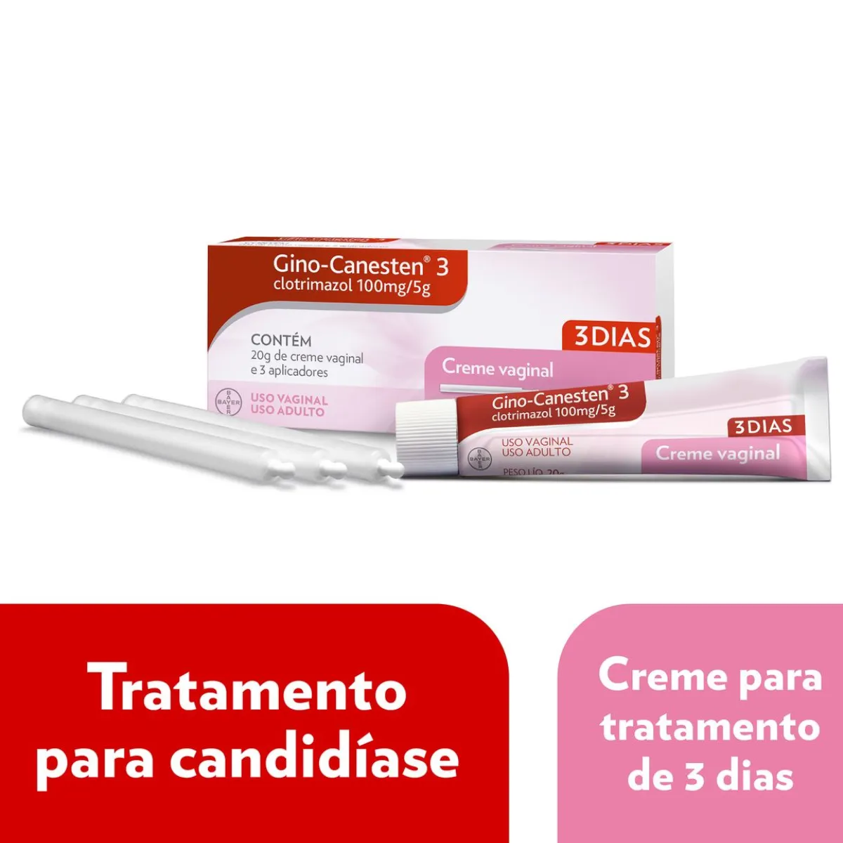 Gino-Canesten 3 Creme Vaginal 100mg/5g 20g + 3 aplicadores