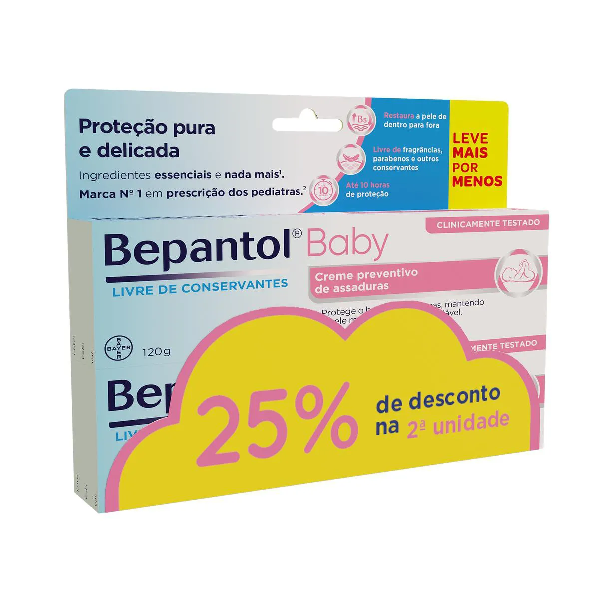 Kit Creme para Assaduras Bepantol Baby Preventivo Sem Fragrância 120g 2 unidades