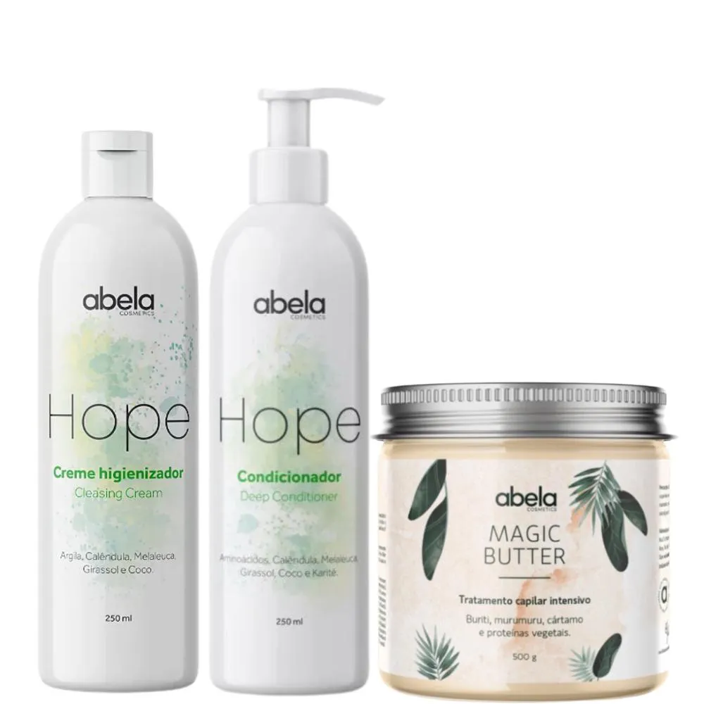 KIT ABELA HOPE SHAMPOO CONDICIONADOR E MAGIC BUTTER 500G