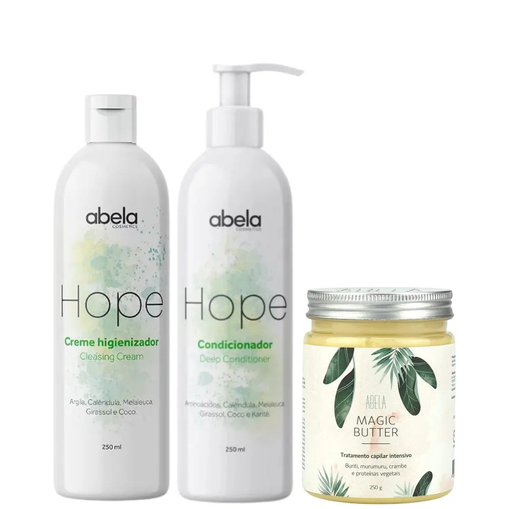 KIT ABELA HOPE SHAMPOO CONDICIONADOR E MAGIC BUTTER 250G