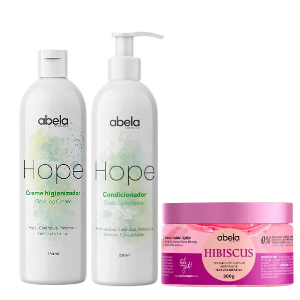 KIT ABELA SHAMPOO CONDICIONADOR HOPE E MASCARA HIBISCUS 300G
