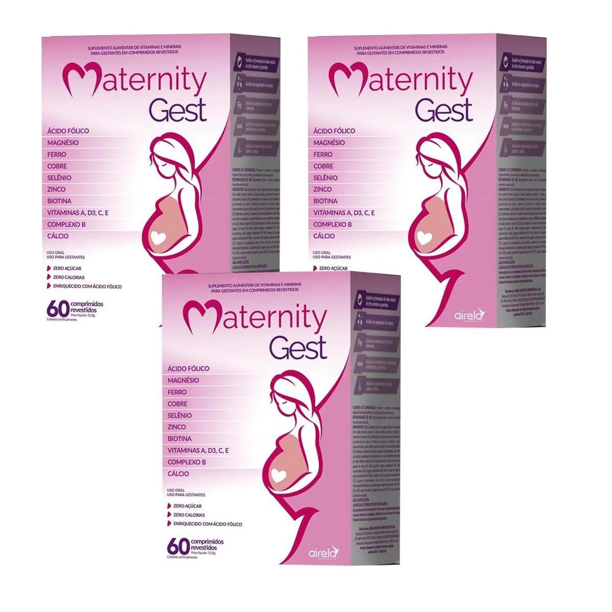 MATERNITY GEST AIRELA SUPLEMENTO P/ GESTAçãO 60CP KIT C/ 3UN