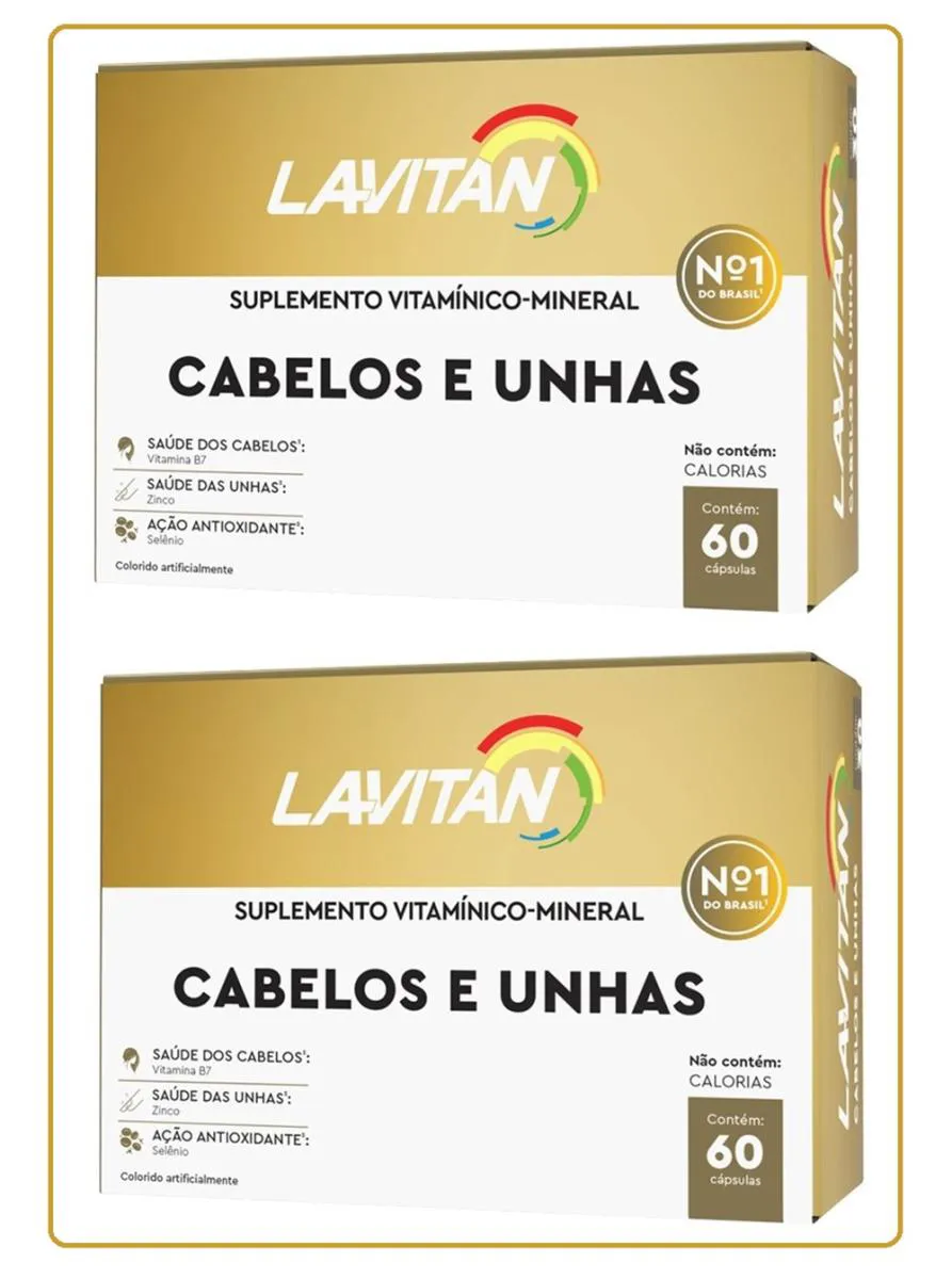 LAVITAN HAIR CABELOS E UNHAS SUPLEMENTO ALIMENTAR COM 60 CAPSULAS - KIT 2 - CIMED