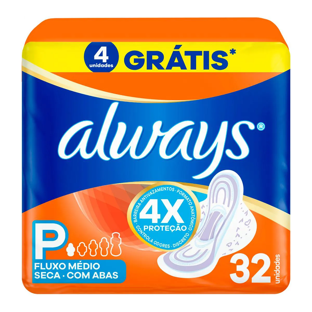 Absorvente Always Seca P com Abas 32 unidades