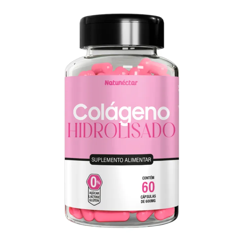 Colágeno Hidrolisado Cabelos Unha e Pele Natunectar 500mg - 60 Cápsulas