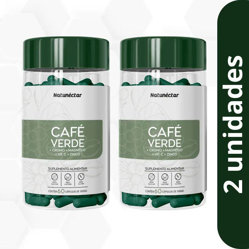 Kit Café Verde + Cromo,Zinco,Magnésio,Vitamina C Natunectar - 2 unid (120 cápsulas)