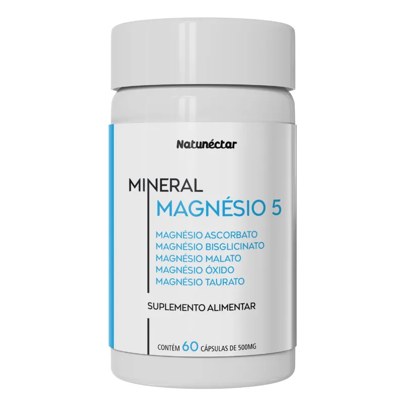 Suplemento Magnesio 5 Natunectar - 5 Tipos de Magnésio - 60 cápsulas 