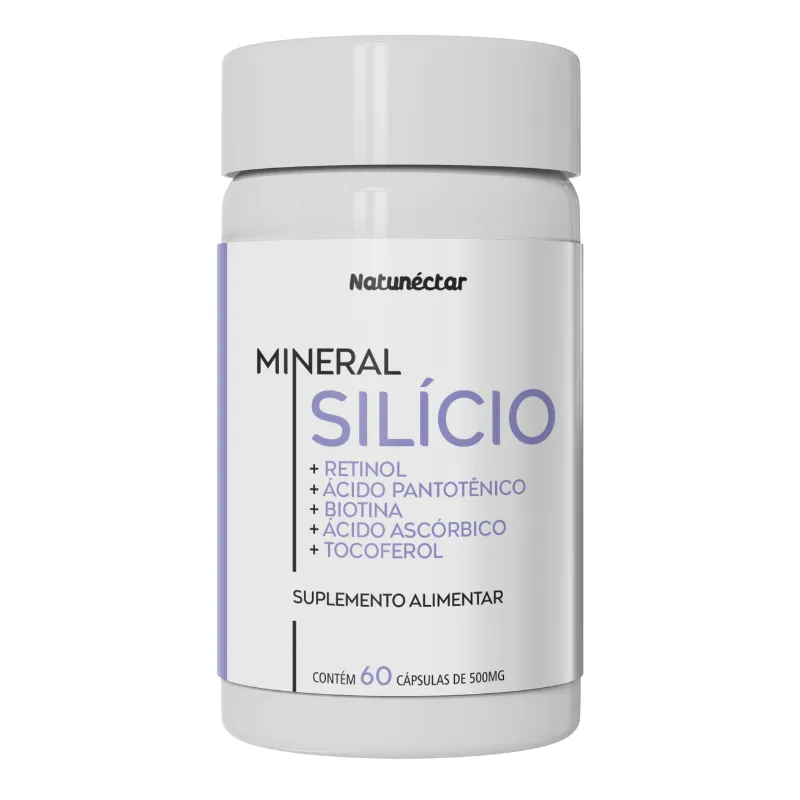 Silício Com Vitaminas A,B5,B7,C,D,E 500mg 60 Cápsulas - Natunéctar