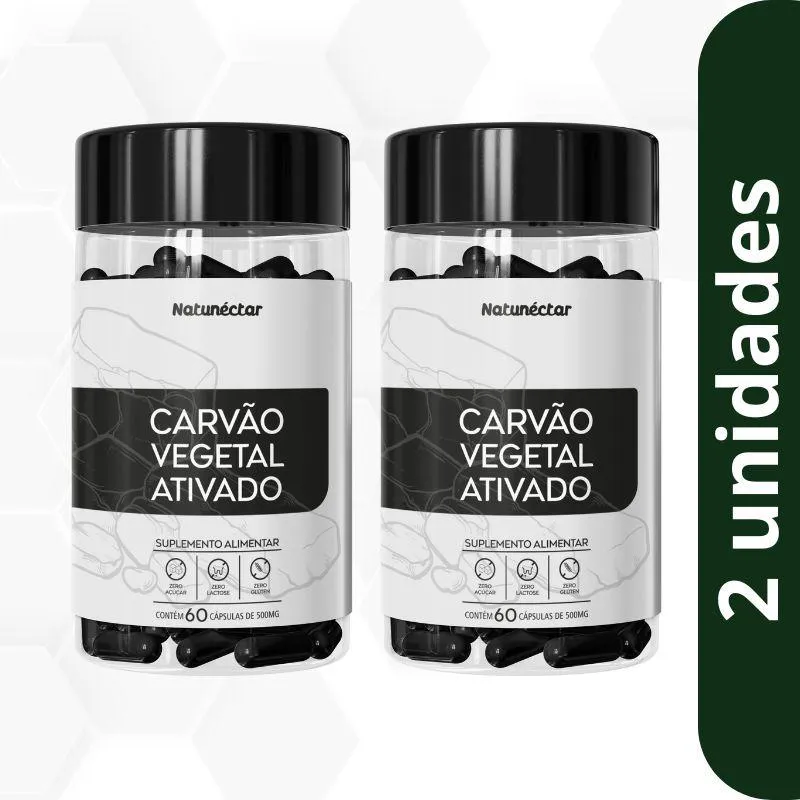 Kit Carvão Vegetal Ativado 500mg Natunectar - 2 unid (120 cápsulas)