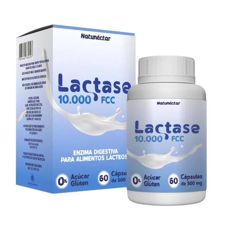 Lactase Enzima Digestiva para Alimentos Lácteos Natunectar - 60 cápsulas