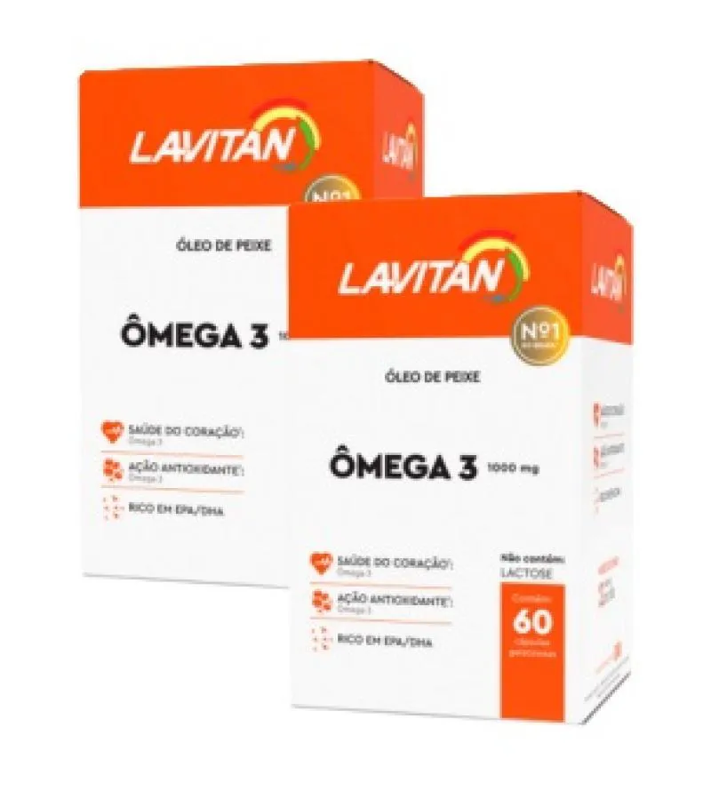 OMEGA 3 LAVITAN COM 1000MG SUPLEMENTO ALIMENTAR COM 60 CAPSULAS MOLES - KIT 2 - CIMED