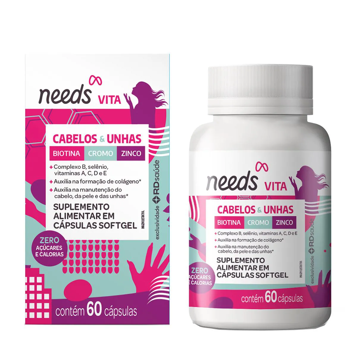 Polivitamínico Needs Vita Cabelos e Unhas 60 Cápsulas