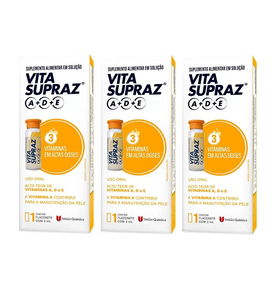 KIT 3 VITA SUPRAZ A+D+E FLACONETE 3ML - UNIãO QUIMICA