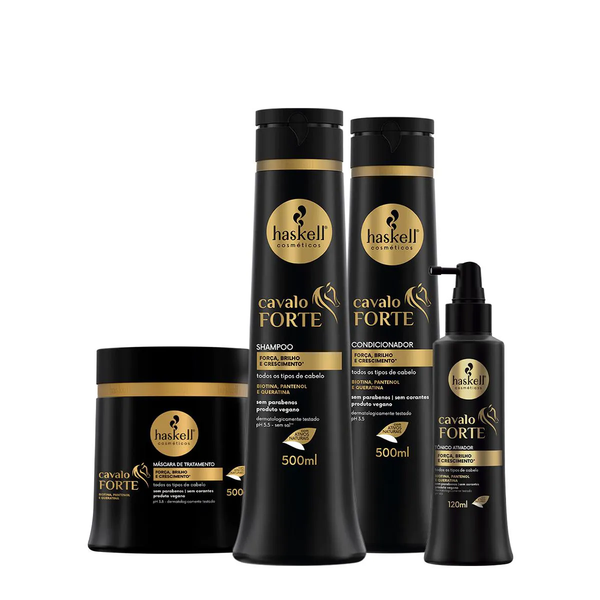 KIT HASKELL CAVALO FORTE CONDICIONADOR SHAMPOO MáSCARA E TôNICO (4 PRODUTOS)