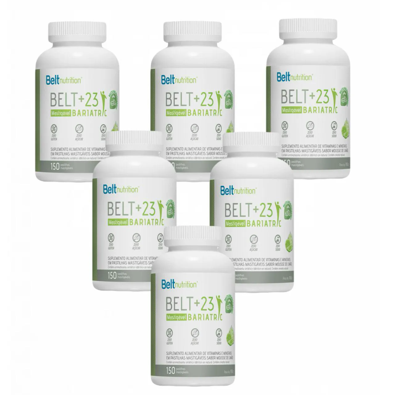 6x Multivitamínico Belt+23 Mousse De Limão 150 Pastilhas