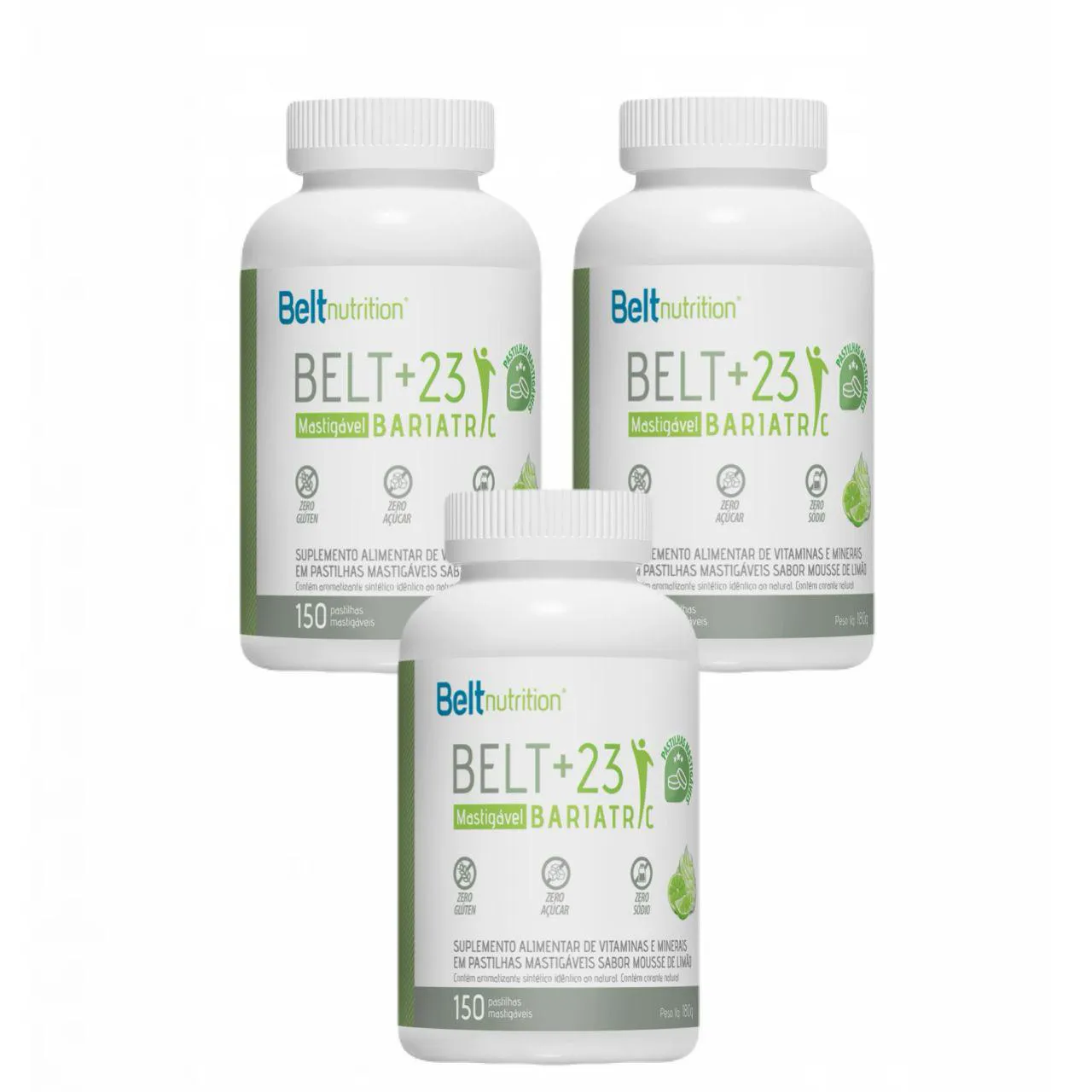 3x Multivitamínico Belt+23 Mousse De Limão 150 Pastilhas