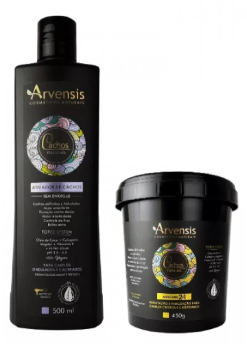KIT ARVENSIS CACHOS ATIVADOR ONDULADO 500ML E MASCARA 2X1 450G