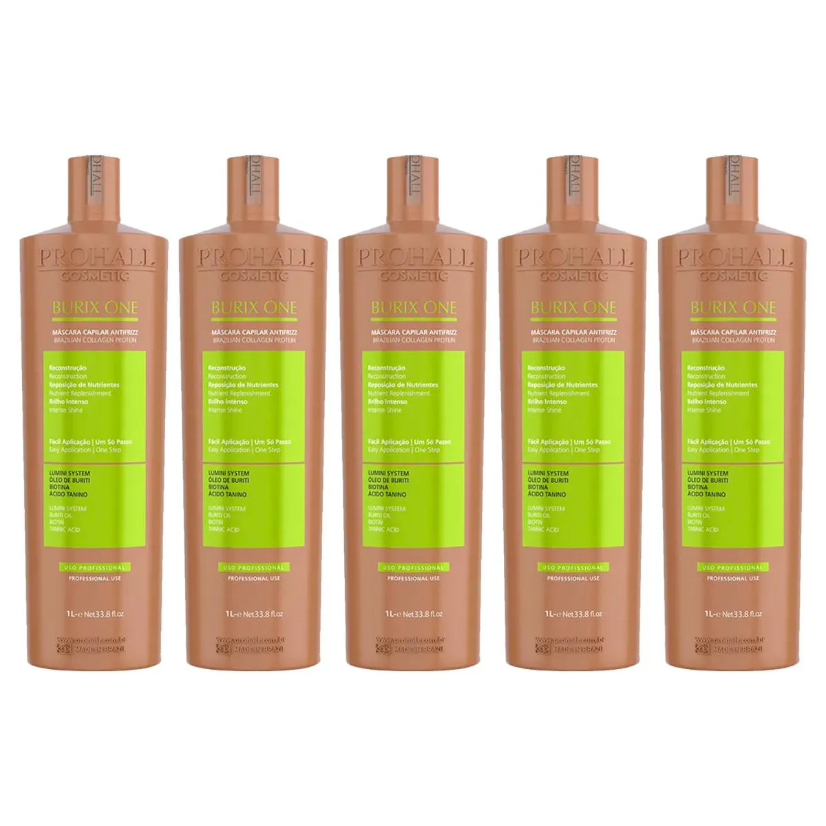 KIT 5 BURIX ONE 1 LITRO CADA PROHALL ANTIFRIZZ CAPILAR
