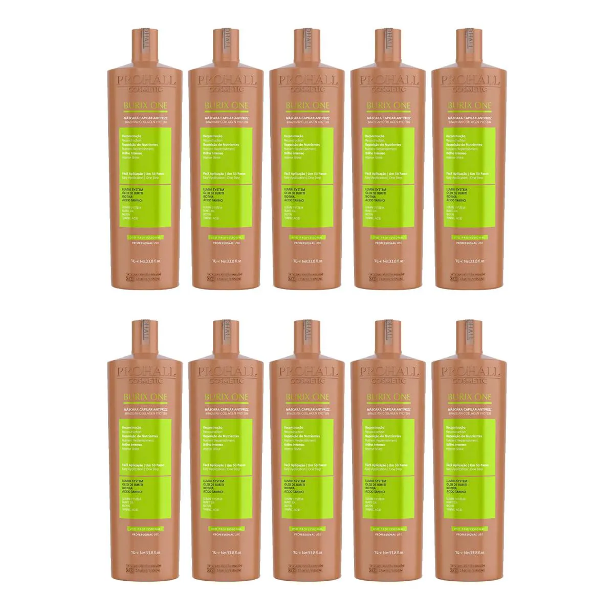 KIT 10 BURIX ONE 1 LITRO CADA PROHALL ANTIFRIZZ PROFISSIONAL