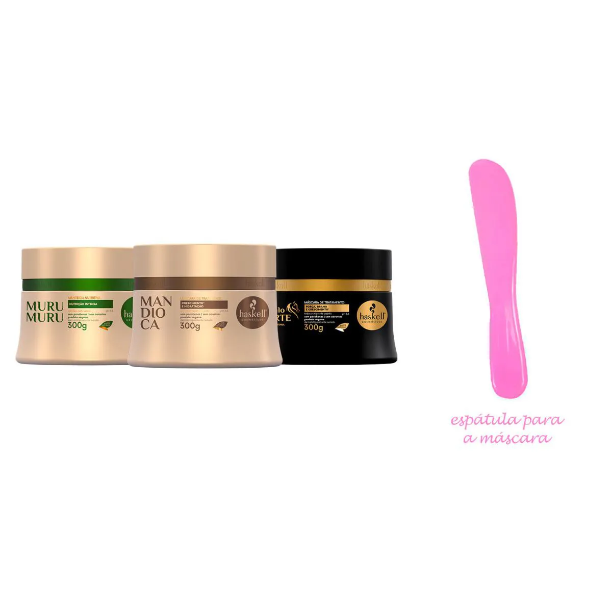 KIT HASKELL MANDIOCA MURUMURU CAVALO FORTE 300G +ESPáTULA