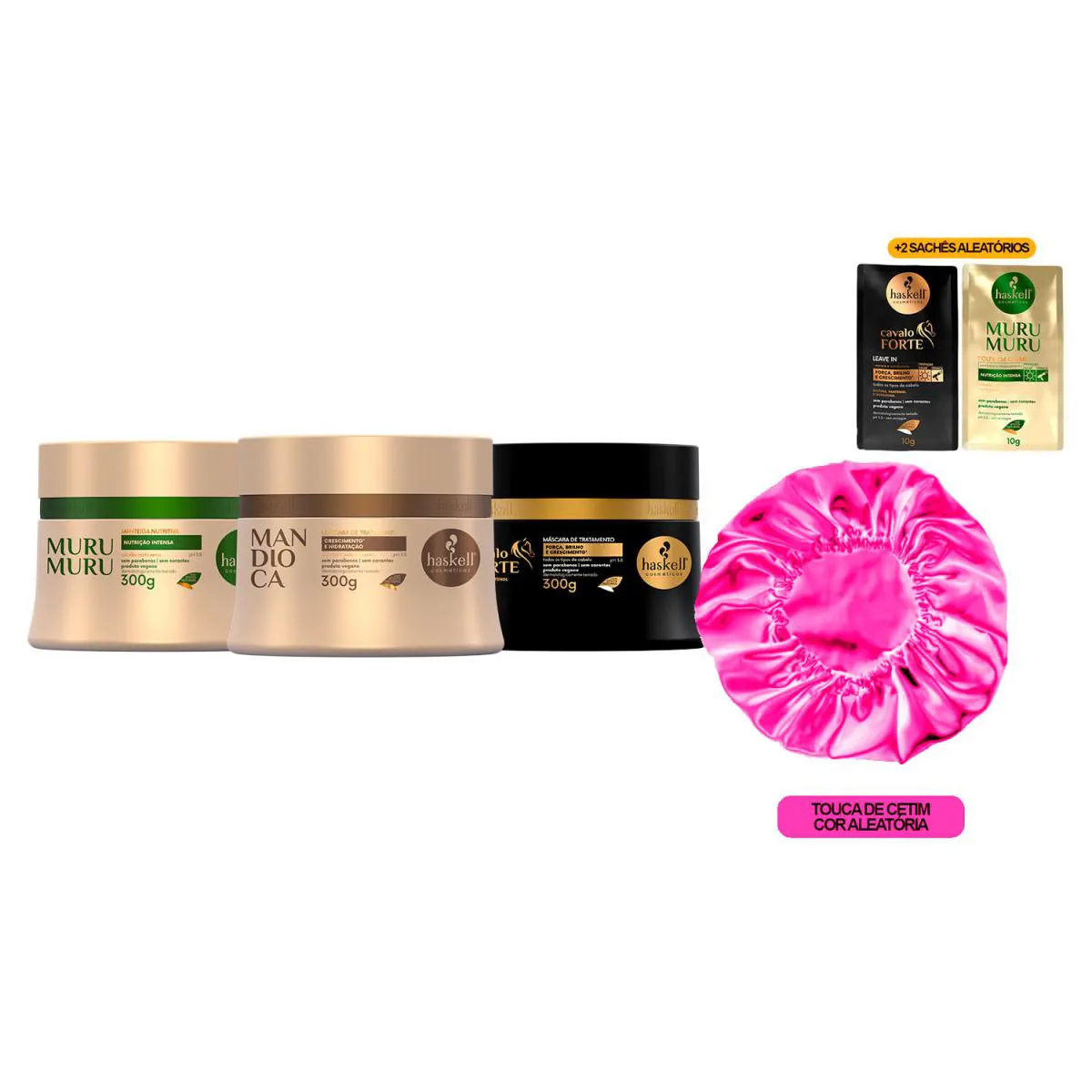 KIT HASKELL MANDIOCA MURUMURU CAVALO FORTE 300G +TOUCA/SACHê