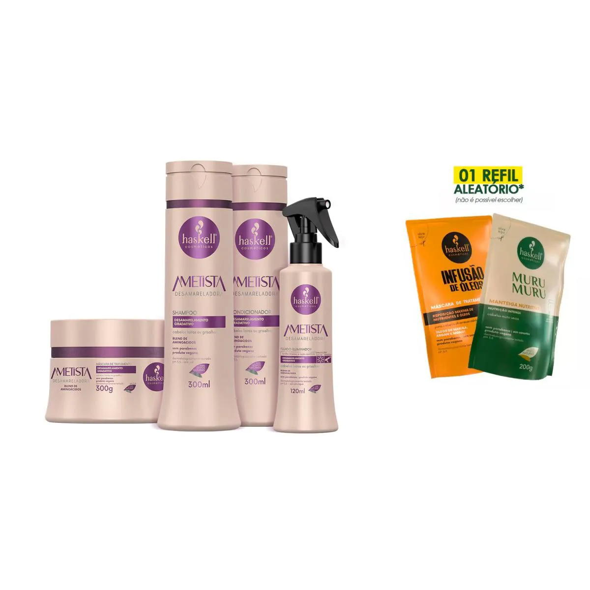 KIT HASKELL AMETISTA LOIRO PERFEITO COMPLETO 300ML +REFIL