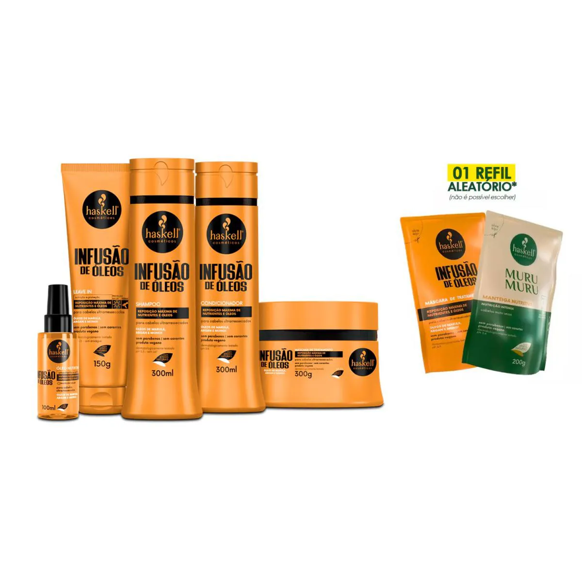 KIT HASKELL NUTRIçãO INFUSãO DE ÓLEOS COMPLETO 300ML +REFIL