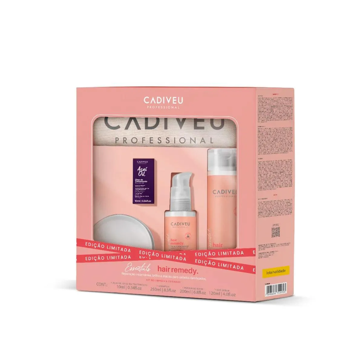 KIT CADIVEU HAIR REMEDY 3 PRODUTOS +ECOBAG/ÓLEO AçAí 10ML