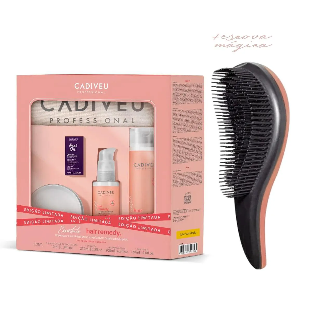 KIT ESPECIAL CADIVEU HAIR REMEDY 200ML + ESCOVA MáGICA
