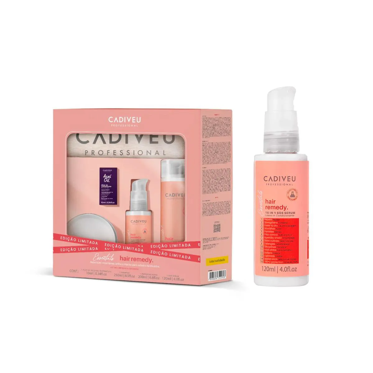 KIT ESPECIAL CADIVEU HAIR REMEDY + SéRUM LEAVE IN 15 EM 1