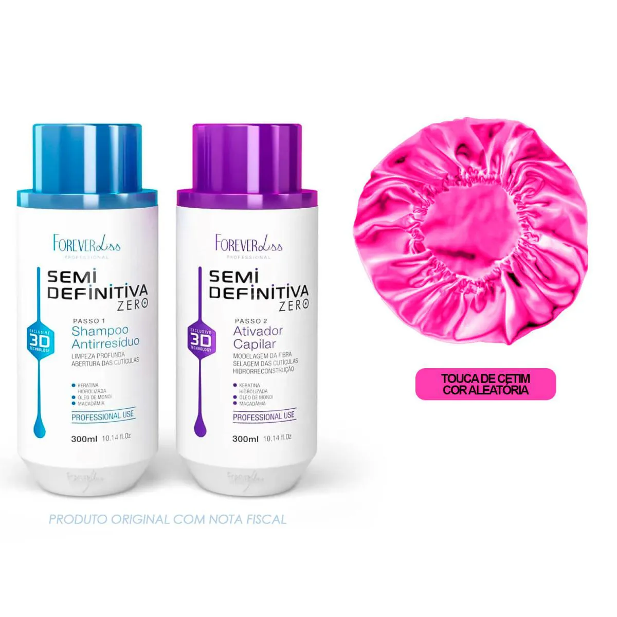SEMI DEFINITIVA FOREVER LISS ALISA MESMO 2X300ML+TOUCA CETIM