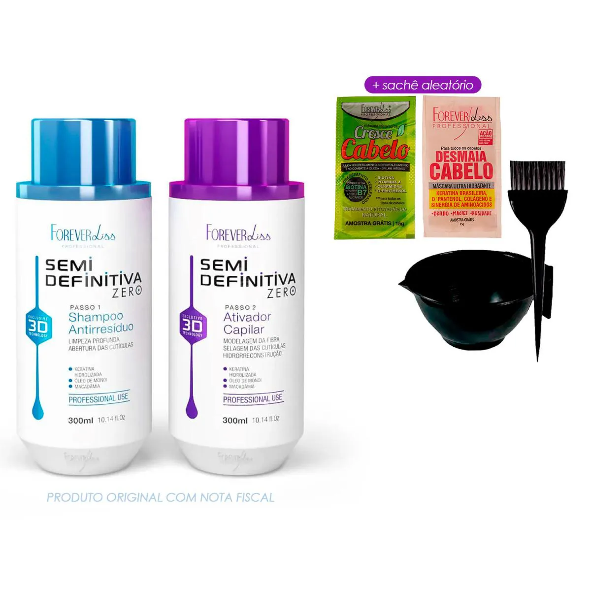 KIT SEMI DEFINITIVA 3D FOREVER LISS 300ML + CUMBUCA/SACHêS