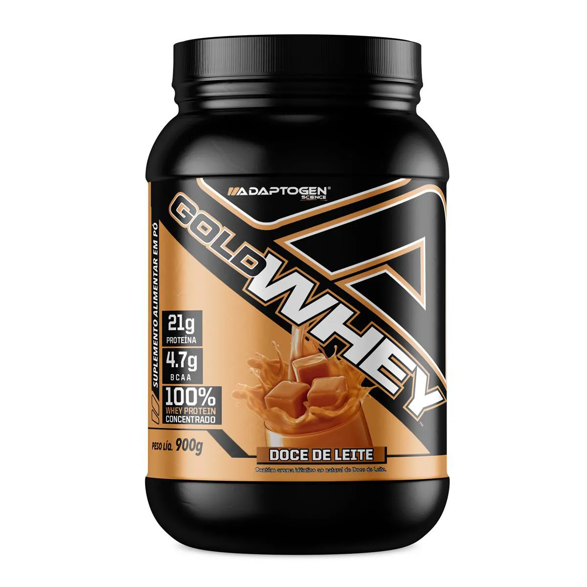 WHEY PROTEIN GOLD WHEY SABOR DOCE DE LEITE 900G ADAPTOGEN