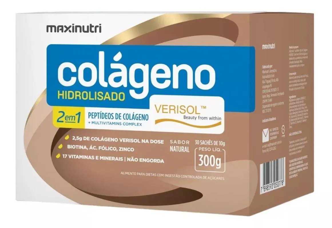 COLáGENO HIDROLISADO 2 EM 1 VERISOL NATURAL 30 SACHES DE 10G
