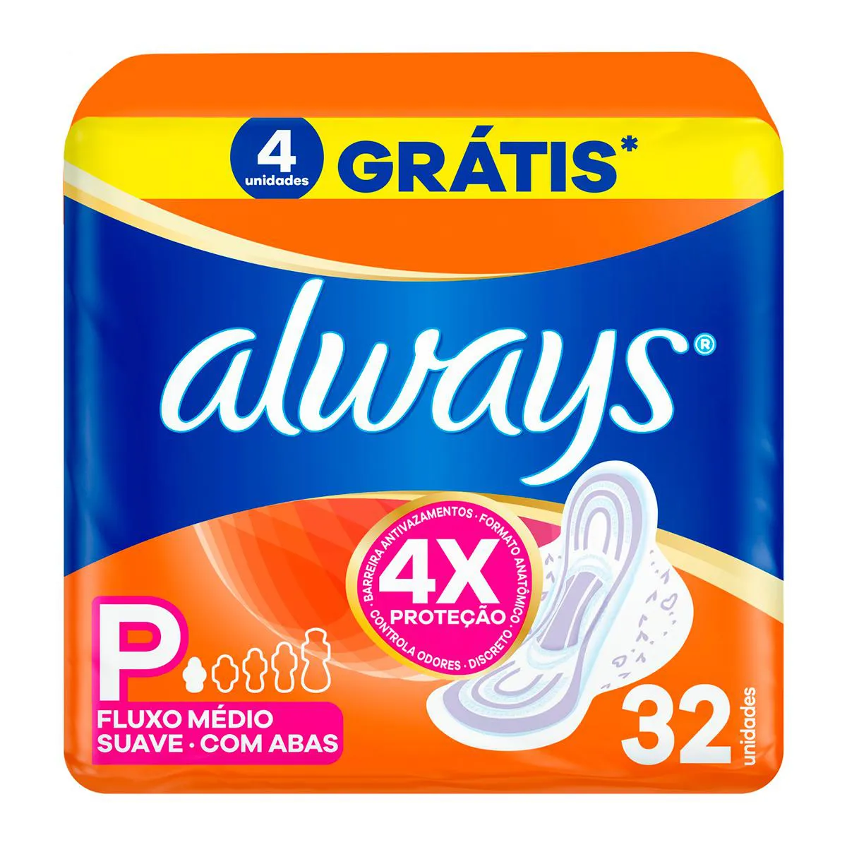 Absorvente Always Suave P com Abas 32 unidades