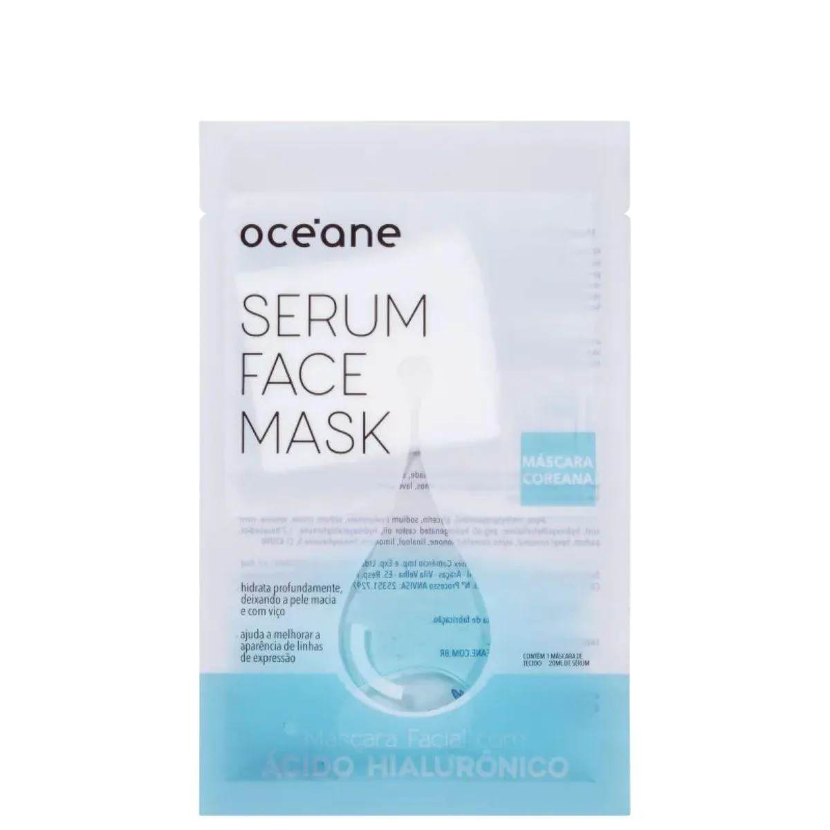 OCEANE MASCARA FACIAL ACIDO HIALURONICO SERUM FACE MASK 20ML