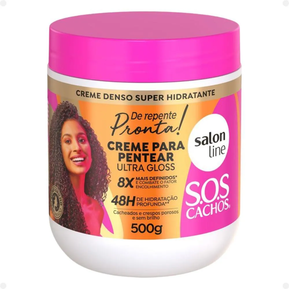 CREME PARA PENTEAR ULTRA GLOSS SALON LINE SOS CACHOS DE REPENTE PRONTA! 500G