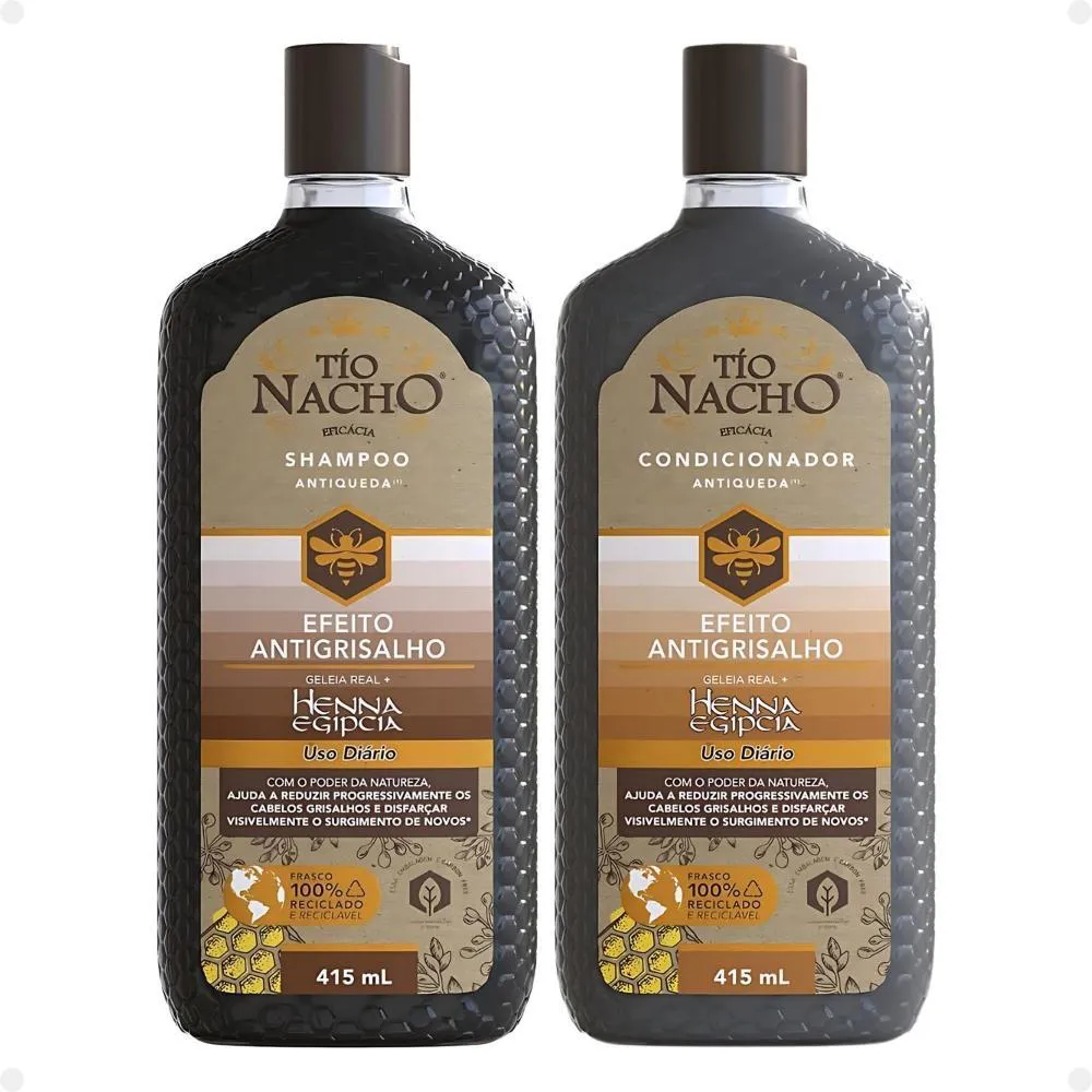 KIT TIO NACHO EFEITO ANTIGRISALHO: SHAMPOO E CONDICIONADOR ANTIQUEDA 415ML