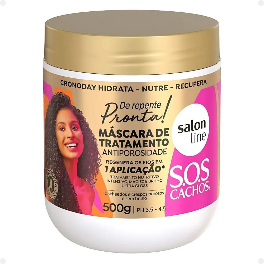 MáSCARA DE TRATAMENTO ANTIPOROSIDADE SALON LINE SOS CACHOS DE REPENTE PRONTA! 500G
