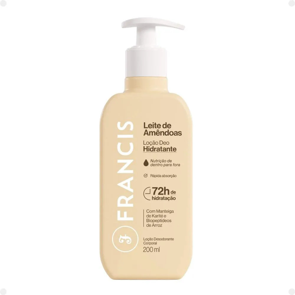 LOçãO DEO HIDRATANTE FRANCIS LEITE DE AMêNDOAS 200ML