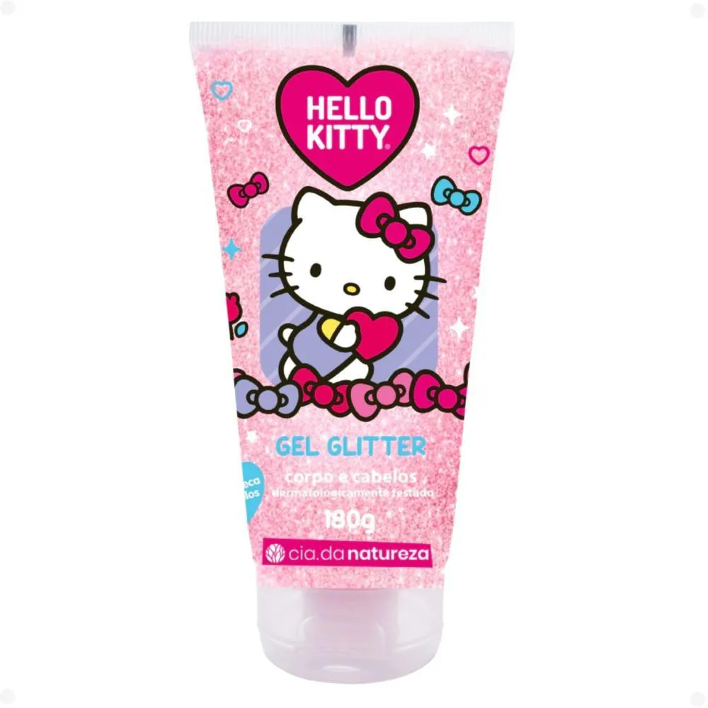 GEL GLITTER CIA DA NATUREZA HELLO KITTY CORPO E CABELO 180G