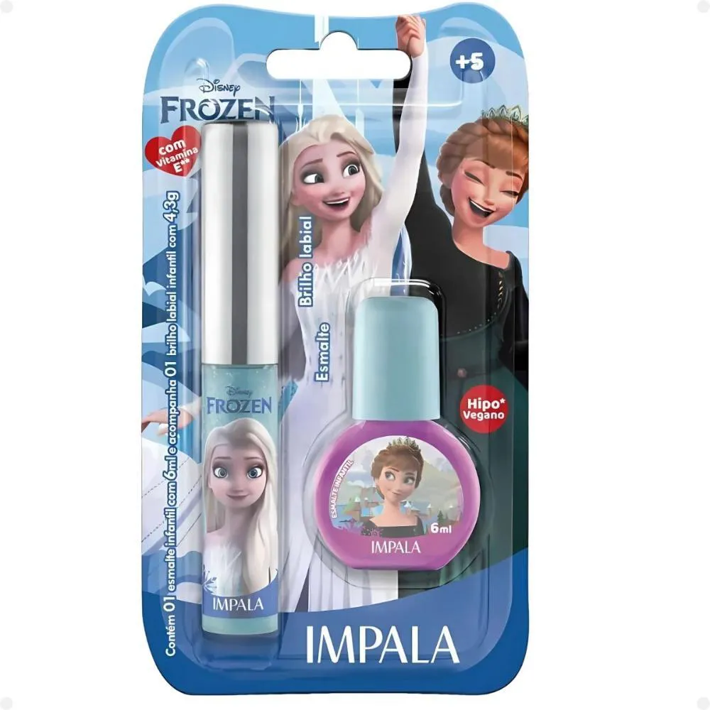 KIT IMPALA FROZEN:1 ESMALTE E 1 BRILHO LABIAL