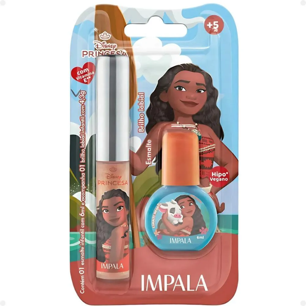 KIT IMPALA MOANA:1 ESMALTE E 1 BRILHO LABIAL