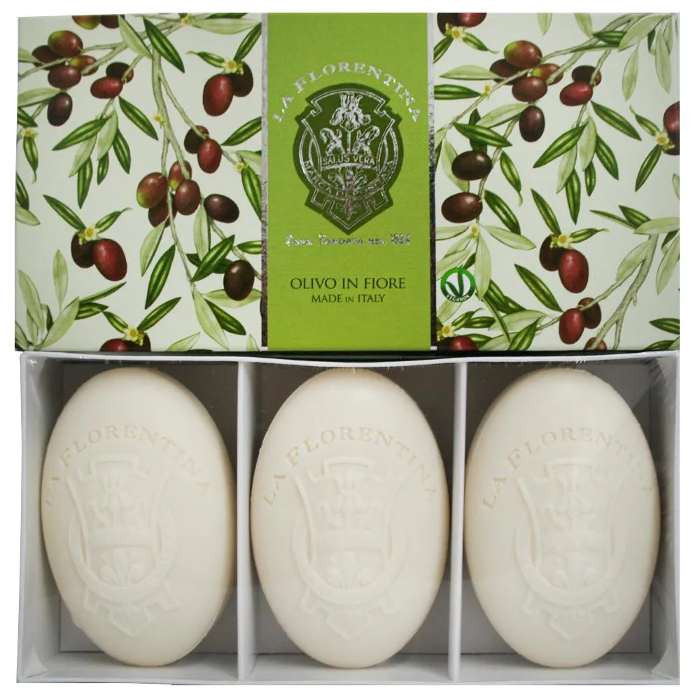 KIT LA FLORENTINA FOLHA DE OLIVEIRA SABONETE EM BARRA 3X150G