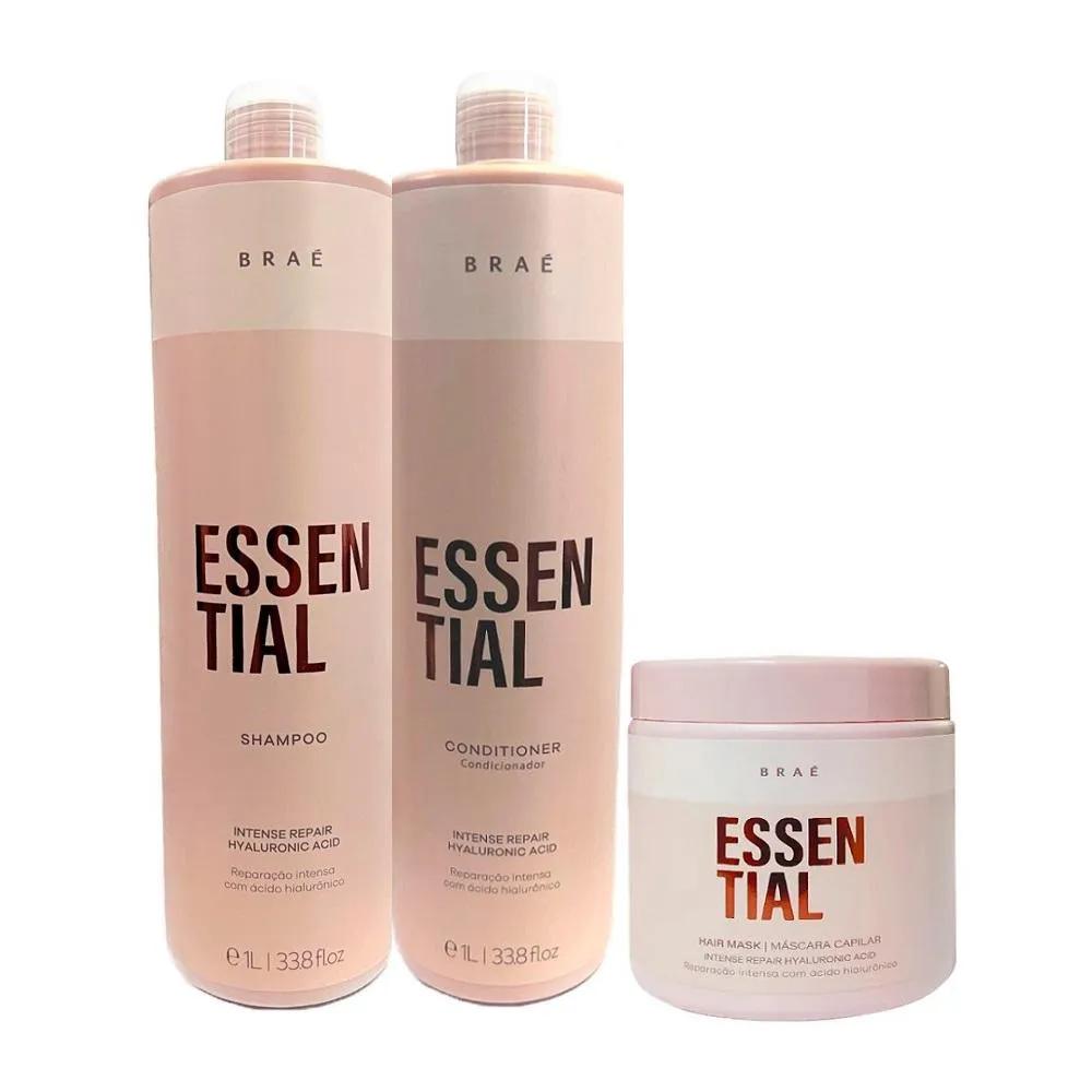 BRAé ESSENTIAL SHAMPOO 1000ML + CONDICIONADOR 1000ML + MáSCARA 500G