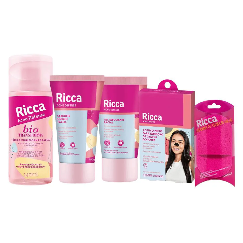 KIT LIMPEZA COMPLETA PELES ACNEICAS RICCA