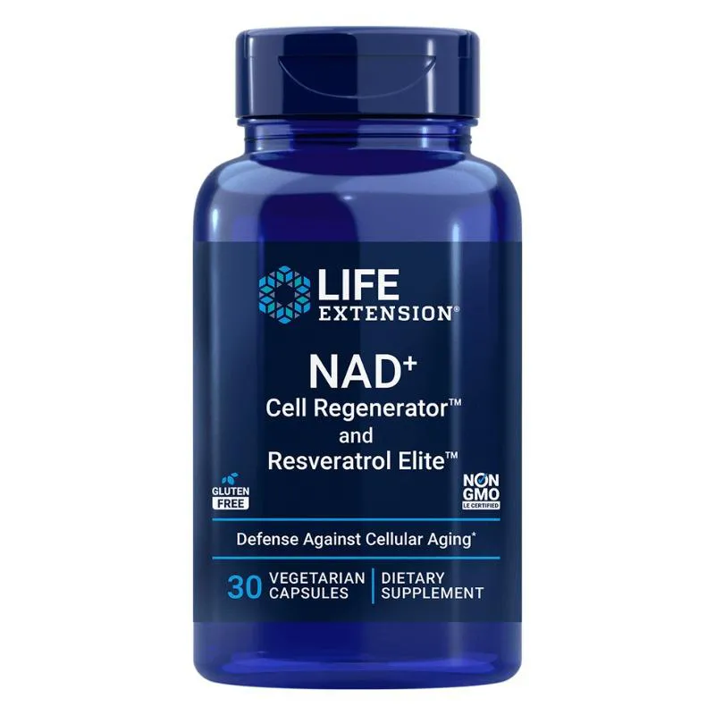 NAD + CELL REGENERATOR E RESVERATROL 300MG 30 CáPSULAS - LIFE EXTENSION SEM Sabor