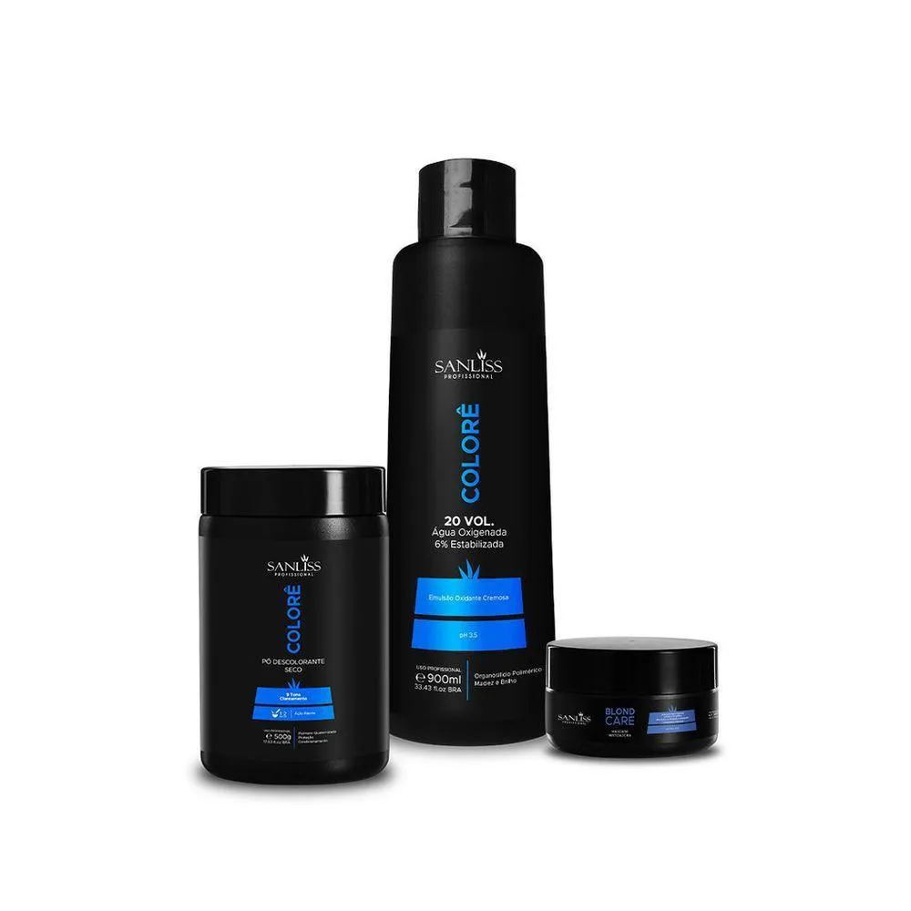 COMBO Pó DESCOLORANTE OXIDANTE 20 VOLUME E MáSCARA MATIZADORA BLOND CARE 300GR